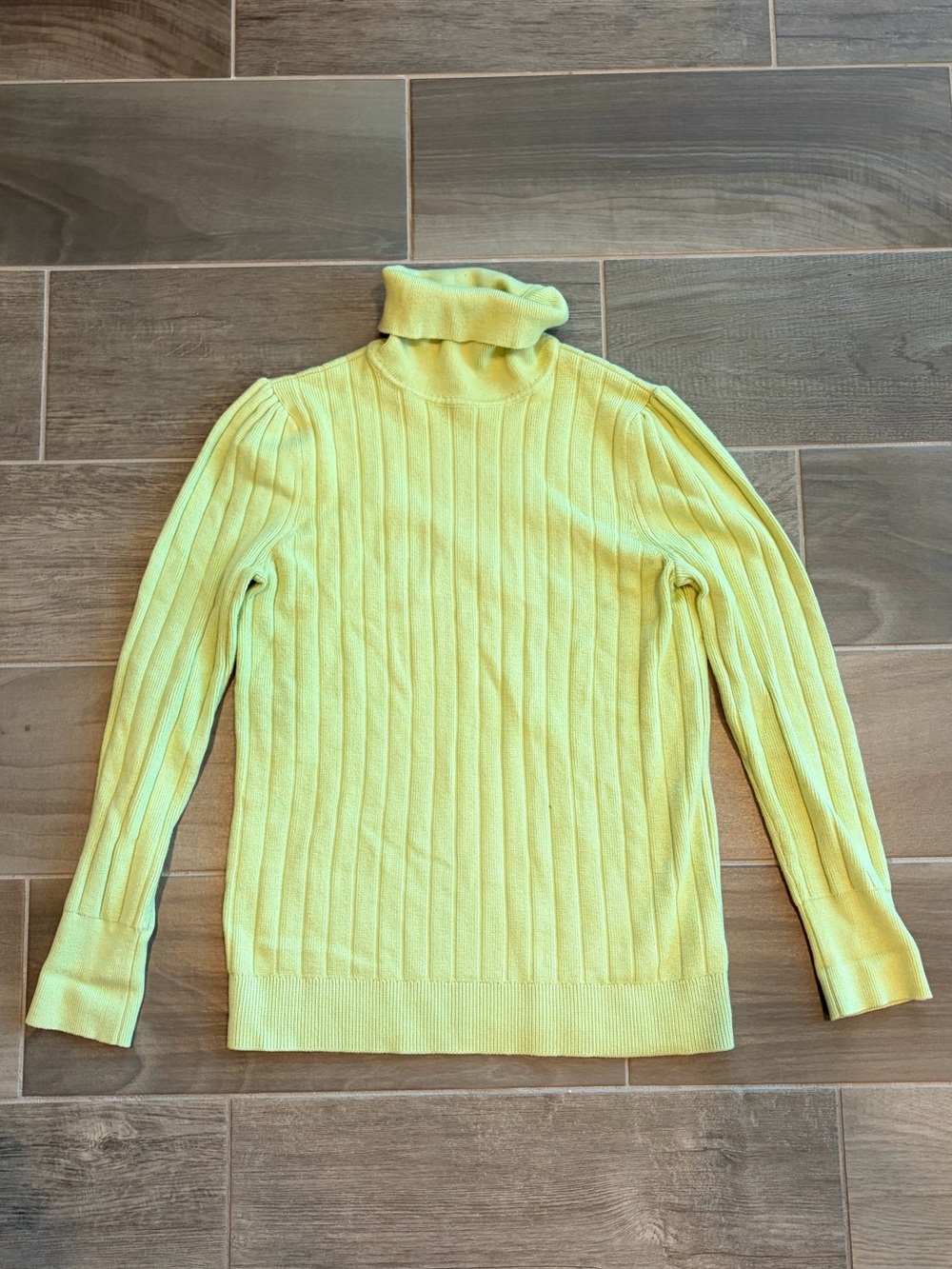Talbots Lime Green Ribbed Turtleneck Sweater
